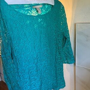 Banana Republic Turquoise Lace Blouse